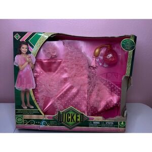Wicked Glinda Popular Dress Costume Set Jakks Pacific Pink Kids Size 4-6X New